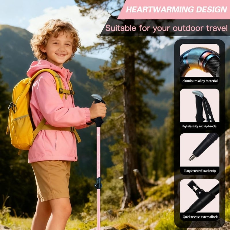 yourjoy Hiking Trekking Poles for Kids, 2 Pack Anti Shock, Adjustable, Collapsible Hiking Poles for Trekking or Walking, Lightweight Aluminum Sticks - Image 3